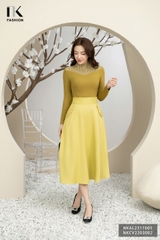 ÁO LEN PHỐI CỔ THỜI TRANG, GIỮ NHIỆT TỐT NKAL2311005