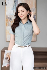 Sơ Mi Kẻ Nẹp Chéo Cộc Tay NKSM2012010