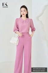NK Fashion Áo Sơ Mi Cổ Sen Xếp Ly Giữa Cổ Trẻ Trung, Thanh Lịch NKSM2401024