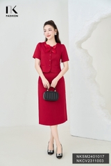NK Fashion Áo Sơ Mi Cổ Tròn Nơ Phối Oganza Nữ Tính, Trẻ Trung, Thời Trang NKSM2401017