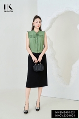 NK Fashion Áo Sơ Mi Sát Nách Bèo Cổ Xếp Ly Ngực Thời Trang Trẻ Trung, Nữ Tính NKSM2401021