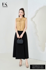 NK Fashion Áo Sơ Mi Sát Nách Bèo Cổ Xếp Ly Ngực Thời Trang Trẻ Trung, Nữ Tính NKSM2401021