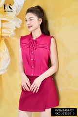NK Fashion Áo Sơ Mi Sát Nách Bèo Cổ Xếp Ly Ngực Thời Trang Trẻ Trung, Nữ Tính NKSM2401021