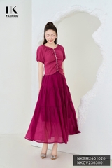 NK Fashion Áo Sơ Mi Xếp Cổ Gấu Tay Chun Dây Ngọc Tiểu Thư, Nữ Tính NKSM2401020