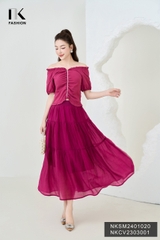NK Fashion Áo Sơ Mi Xếp Cổ Gấu Tay Chun Dây Ngọc Tiểu Thư, Nữ Tính NKSM2401020