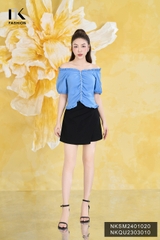 NK Fashion Áo Sơ Mi Xếp Cổ Gấu Tay Chun Dây Ngọc Tiểu Thư, Nữ Tính NKSM2401020