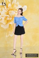 NK Fashion Áo Sơ Mi Xếp Cổ Gấu Tay Chun Dây Ngọc Tiểu Thư, Nữ Tính NKSM2401020