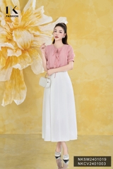 NK Fashion Sơ Mi Tơ Cộc Tay Bèo Dọc Dây Cổ Nữ Tính, Trẻ Trung NKSM2401019