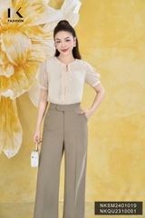 NK Fashion Sơ Mi Tơ Cộc Tay Bèo Dọc Dây Cổ Nữ Tính, Trẻ Trung NKSM2401019