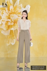 NK Fashion Sơ Mi Tơ Cộc Tay Bèo Dọc Dây Cổ Nữ Tính, Trẻ Trung NKSM2401019