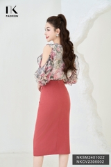 NK Fashion Áo Sơ Mi Tơ Hoa Khoét Tay Nữ Tính, Thời Trang, Trẻ Trung NKSM2401022