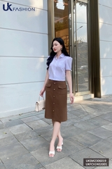 Chân váy chữ A túi ốp cúc dọc thân UK Fashion, váy qua gối công sở, basic phù hợp đi làm đi chơi UKFCV2402001