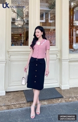Chân váy chữ A túi ốp cúc dọc thân UK Fashion, váy qua gối công sở, basic phù hợp đi làm đi chơi UKFCV2402001
