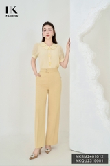 Áo Sơ Mi Cổ Kép Chồng Cúc Đôi NK Fashion Công Sở Nữ Thiết Kế Điệu,Trẻ Trung, Thanh Lịch, Vải Thoáng Mát NKSM2401012