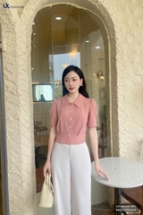 Áo sơ mi cổ sen UK Fashion Nhon ly sup, vải mềm, không nhăn, thấm hút mồ hôi, áo trẻ trung, hàn quốc UKSM2401001