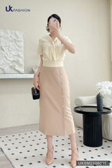 Áo Sơ Mi Bo Gấu Vạt Cổ UK Fashion Chất Lụa Cao Cấp, Mềm Mát UKSM2306011