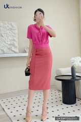 Áo Sơ Mi Bo Gấu Vạt Cổ UK Fashion Chất Lụa Cao Cấp, Mềm Mát UKSM2306011