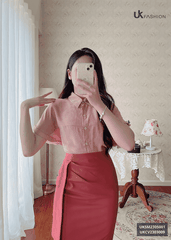 Áo Sơ Mi Nữ UK Fashion Cổ Đức Kẻ Vai Chờm Chất Vải Mềm Mịn Thoáng Mát UKSM2305001