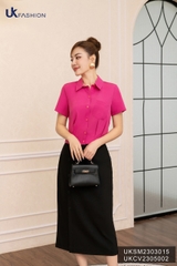 Áo Sơ Mi Cổ Đức Croptop NK Fashion Túi Ngực Thiết Kế Lệch Trẻ Trung Năng Động Chất Vải Thoáng Mát Mềm Mịn UKSM2303015