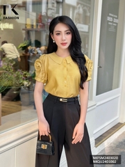 NK Fashion Áo Sơ Mi Hoa Xoắn Tay Cúc Ba Nữ Tính, Thời Trang, Trẻ Trung NKFSM2403020