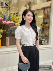 NK Fashion Áo Sơ Mi Hoa Xoắn Tay Cúc Ba Nữ Tính, Thời Trang, Trẻ Trung NKFSM2403020