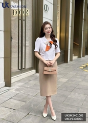 Áo sơ mi cổ sen UK Fashion Nhon ly sup, vải mềm, không nhăn, thấm hút mồ hôi, áo trẻ trung, hàn quốc UKSM2401001