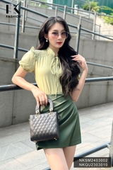 NK Fashion Áo Sơ Mi Chỉ Chun Bèo Vai Trẻ Trung, Nữ Tính, Thời Trang NKSM2403002