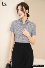 Sơ Mi Kẻ Nẹp Chéo Cộc Tay NKSM2012010
