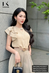 NK Fashion Áo Sơ Mi Tơ Nhũ Bèo Vai 2 Lớp Trẻ Trung, Nữ Tính NKSM2403007
