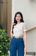 UK Fashion Áo Sơ Mi Phối Nơ Tơ Tiểu Thư, Thanh Lịch UKFSM2404003