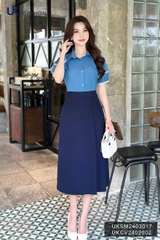 Chân váy chữ A xếp ly sườn Fashion chất liệu cao cấp không nhăn, công sở basic, dễ phối đồ UKCV2402002