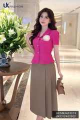 Chân váy chữ A xếp ly sườn Fashion chất liệu cao cấp không nhăn, công sở basic, dễ phối đồ UKCV2402002