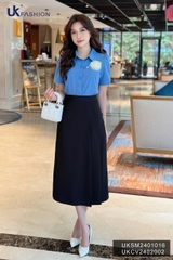 Chân váy chữ A xếp ly sườn Fashion chất liệu cao cấp không nhăn, công sở basic, dễ phối đồ UKCV2402002