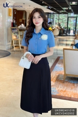 Chân váy chữ A xếp ly sườn Fashion chất liệu cao cấp không nhăn, công sở basic, dễ phối đồ UKCV2402002