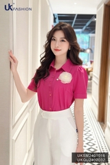 Áo Sơ Mi nữ UK Fashion cổ đức cọc tay mí nẹp, chất liệu lụa không nhăn UKSM2401016
