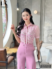 NK Fashion Áo Sơ Mi Hoa Nhí Phối Cổ Nữ Tính, Thanh Lịch NKSM2403005