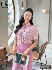 NK Fashion Áo Sơ Mi Hoa Nhí Phối Cổ Nữ Tính, Thanh Lịch NKSM2403005