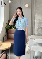 NK Fashion Áo Sơ Mi Hoa Nhí Phối Cổ Nữ Tính, Thanh Lịch NKSM2403005