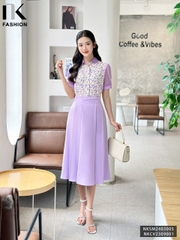 NK Fashion Áo Sơ Mi Hoa Nhí Phối Cổ Nữ Tính, Thanh Lịch NKSM2403005