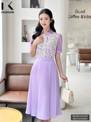 NK Fashion Áo Sơ Mi Hoa Nhí Phối Cổ Nữ Tính, Thanh Lịch NKSM2403005
