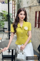 Áo Kí Giả UK Fashion Cổ Nhọn Vạt Tròn Sang Trọng, Thanh Lịch UKSM2403015