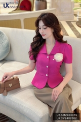 Áo Kí Giả UK Fashion Cổ Nhọn Vạt Tròn Sang Trọng, Thanh Lịch UKSM2403015