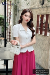 Áo Kí Giả UK Fashion Cổ Nhọn Vạt Tròn Sang Trọng, Thanh Lịch UKSM2403015