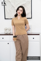 NK Fashion NKAT2404001Áo Thun Tay Cộc Cổ Leo Thời Trang Nữ, Trẻ Trung Năng Động NKAT2404001