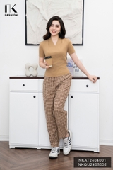 NK Fashion NKAT2404001Áo Thun Tay Cộc Cổ Leo Thời Trang Nữ, Trẻ Trung Năng Động NKAT2404001