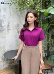 Áo Sơ Mi UK Fashion Cổ Sen Nhỏ Tay Chờm Thanh Lịch, Sang Trọng UKSM2404021
