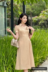 Đầm cổ đức hoa ngực NKDV2404001 nữ tính nhẹ nhàng, hợp thời trang nữ
