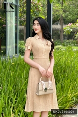 Đầm cổ đức hoa ngực NKDV2404001 nữ tính nhẹ nhàng, hợp thời trang nữ
