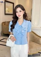 Sơ mi cổ sen nhọn bèo cổ UKSM2405004 xinh xắn, điệu đà, duyên dáng, nữ tính