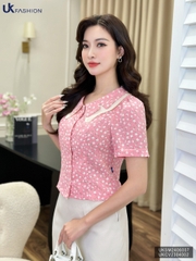 Áo Sơ Mi UK Fashion Công Sở Thiết Kế Cổ Kép, Họa Tiết Hoa Nhẹ Nhàng, Thanh Lịch, Nữ Tính UKSM2406007